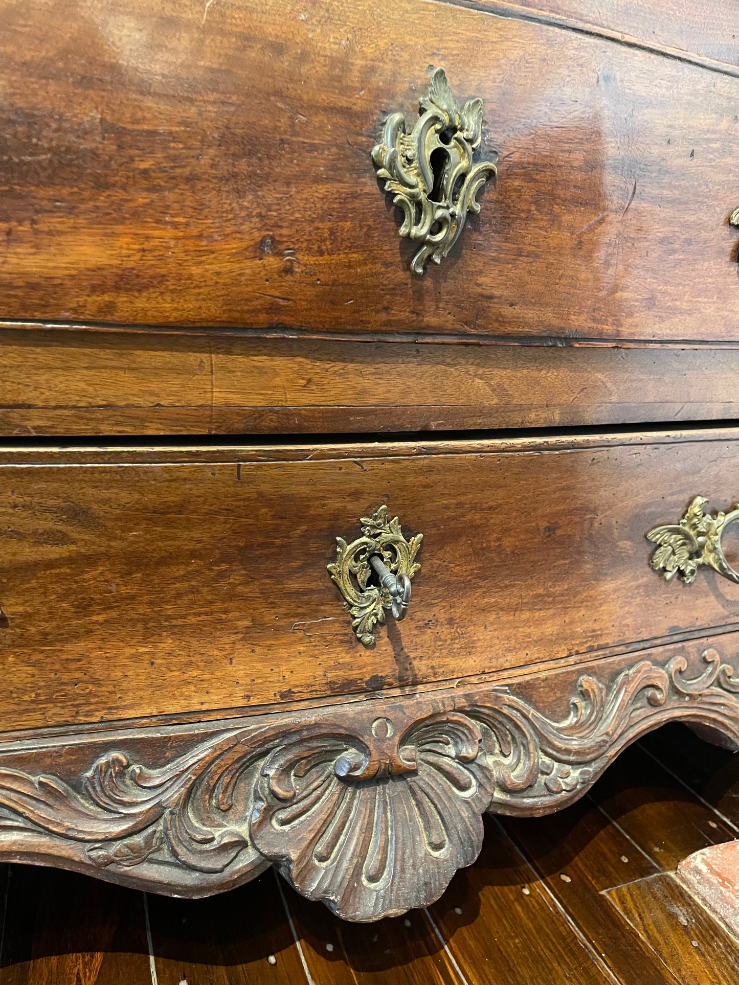 18thc French Walnut and Fruitwood Commode