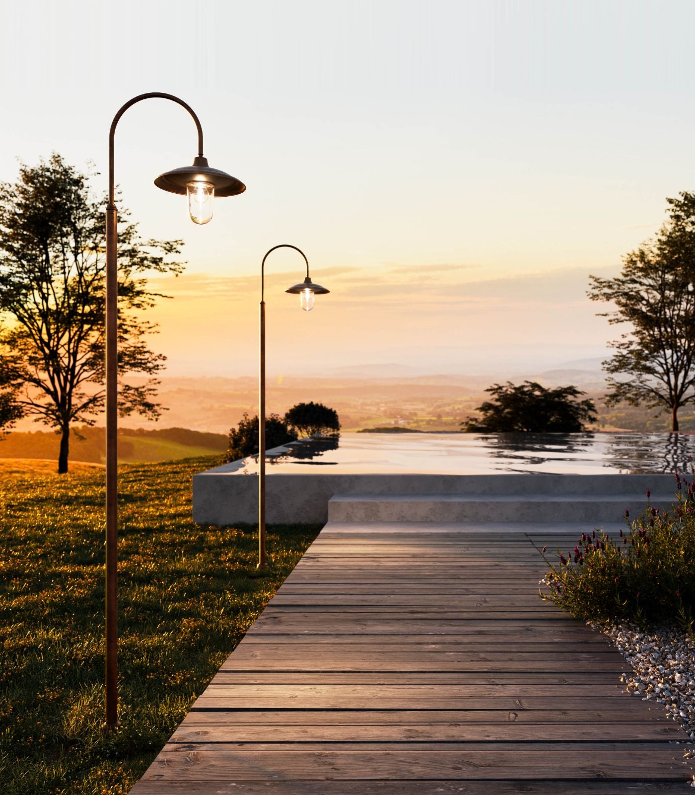 Barchessa Outdoor Curve Pole Light