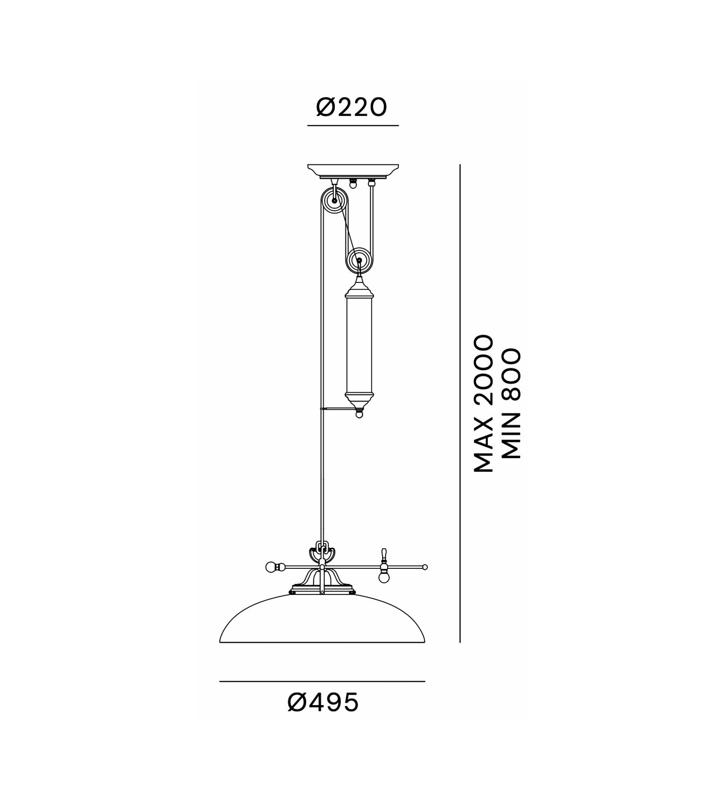 Country Curve Pendant Light Counterweight Rise/Fall