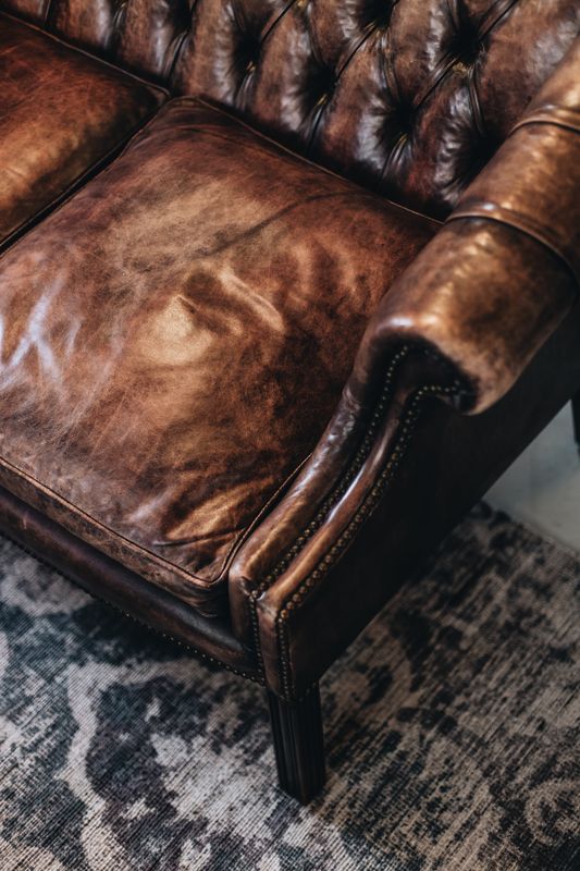 English Leather Library Sofa