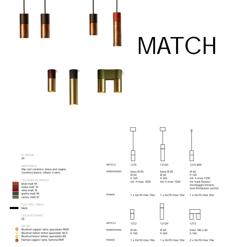 Match 1215 Pendant Light by Toscot