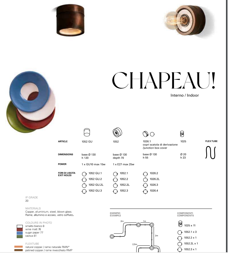 Chapeau 1052 Wall Light by Toscot