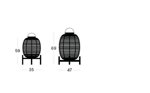 Tika Lantern Teak Base (Two Sizes)