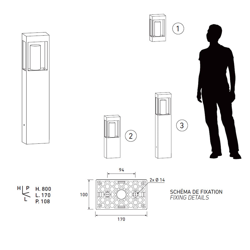 Brick Model 3 Bollard Light