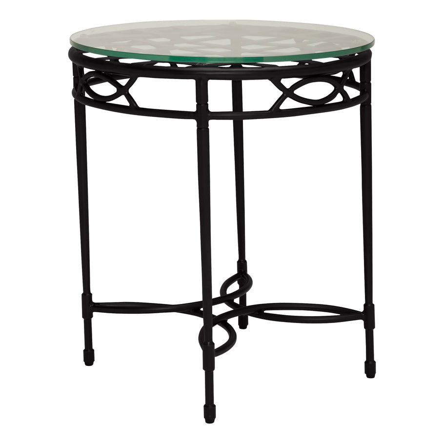 Amalfi Woven Glass Top Side Table Round 51