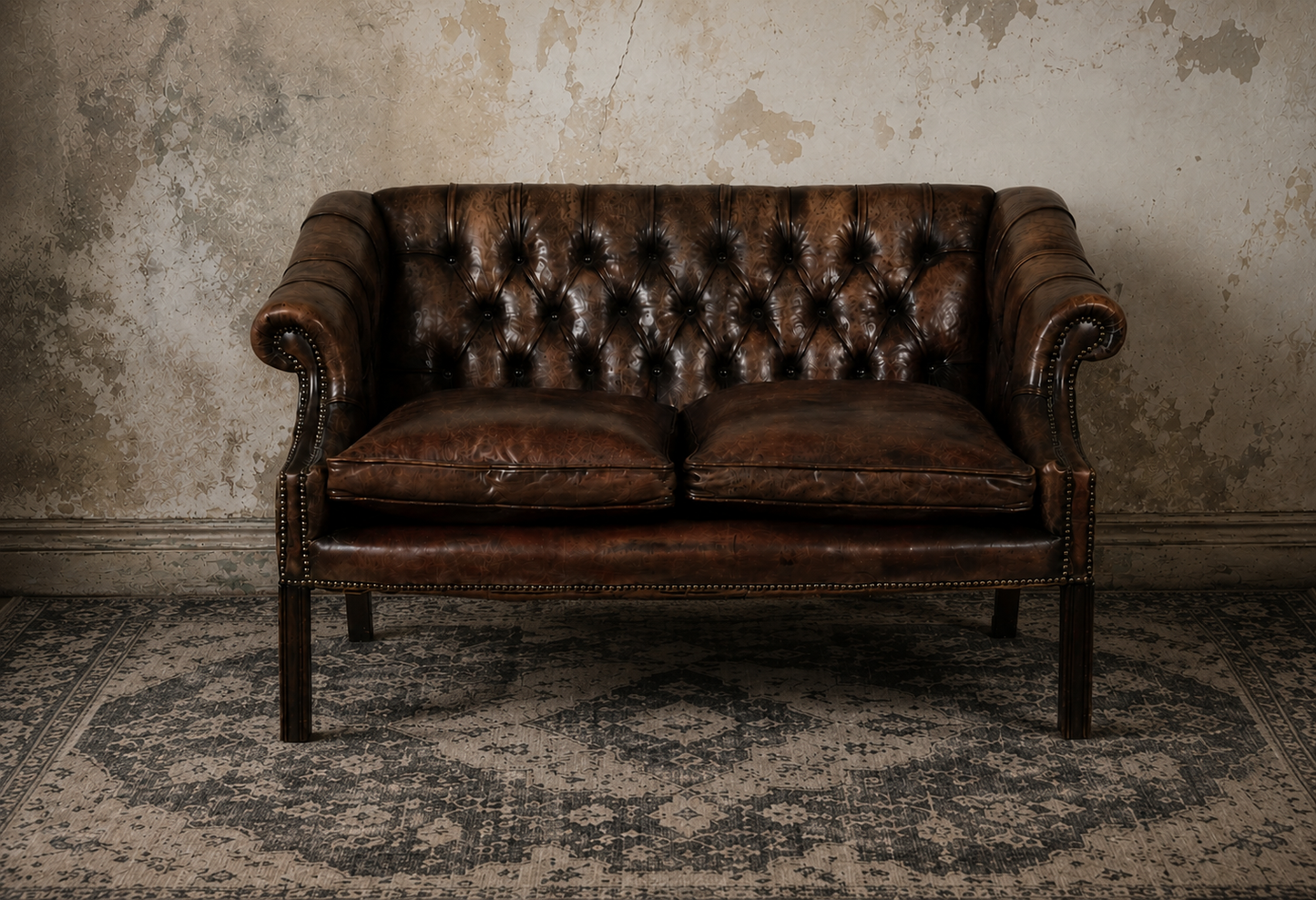 English Leather Library Sofa