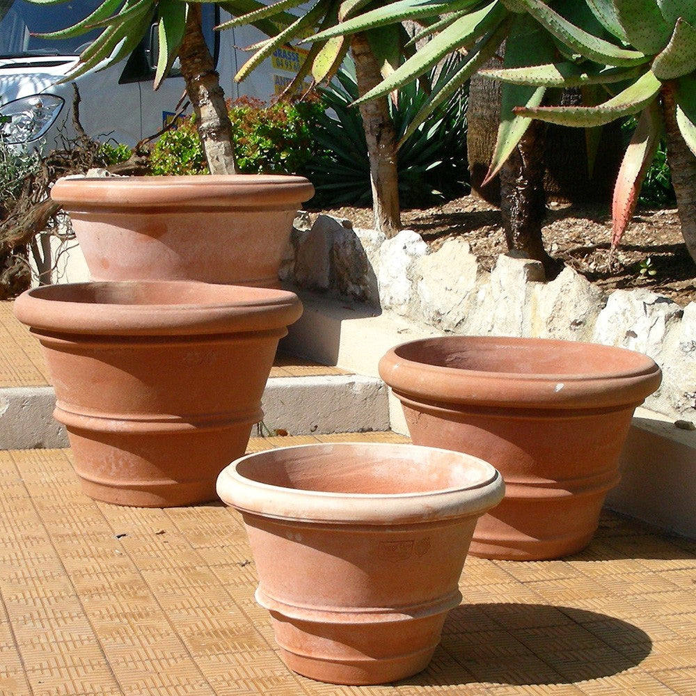 Vaso Con Due Orli Terracotta Pot