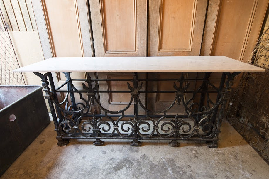 Cast Iron & Marble Console Table