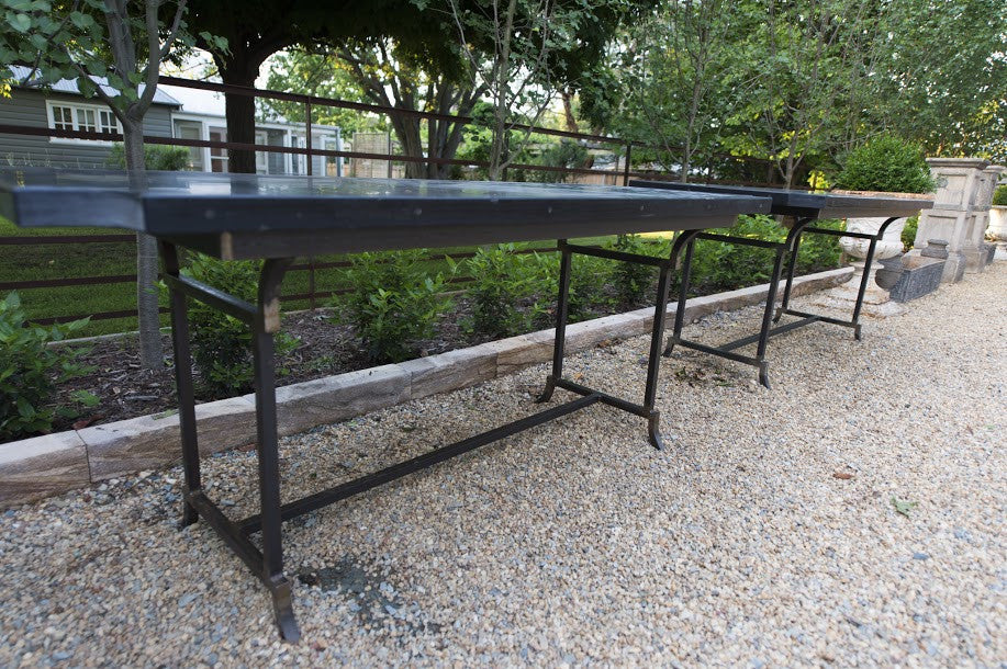 English Black Slate and Iron Console Table