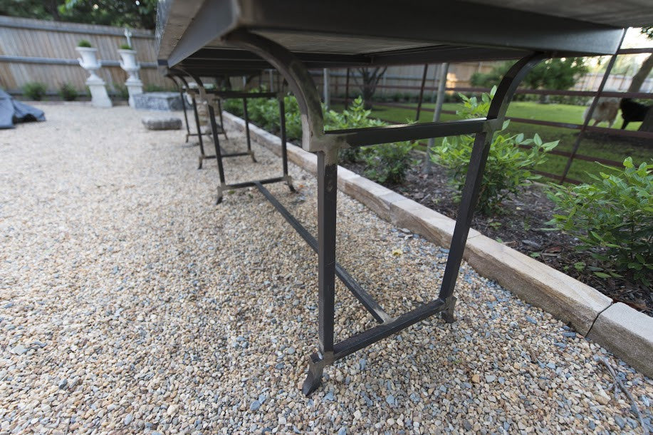 English Black Slate and Iron Console Table