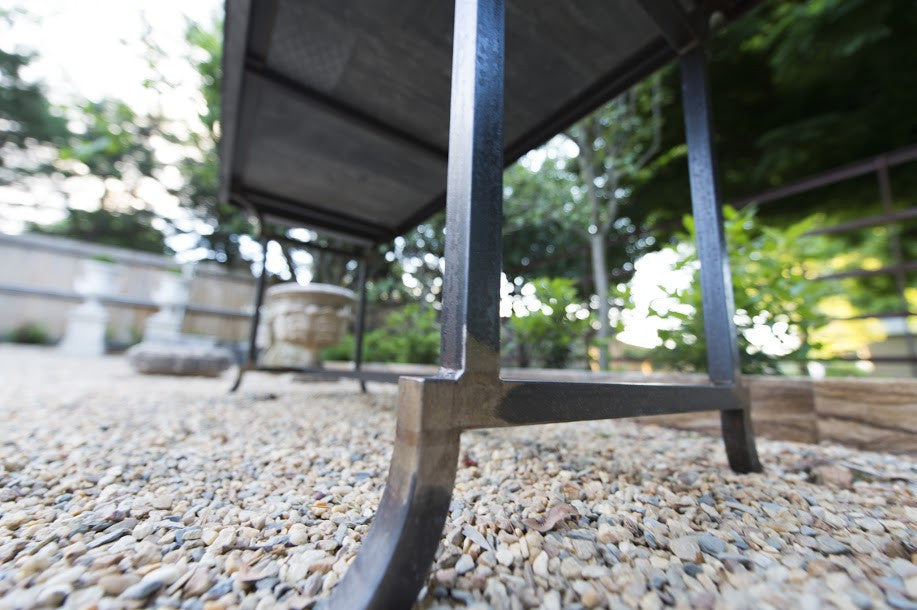 English Black Slate and Iron Console Table