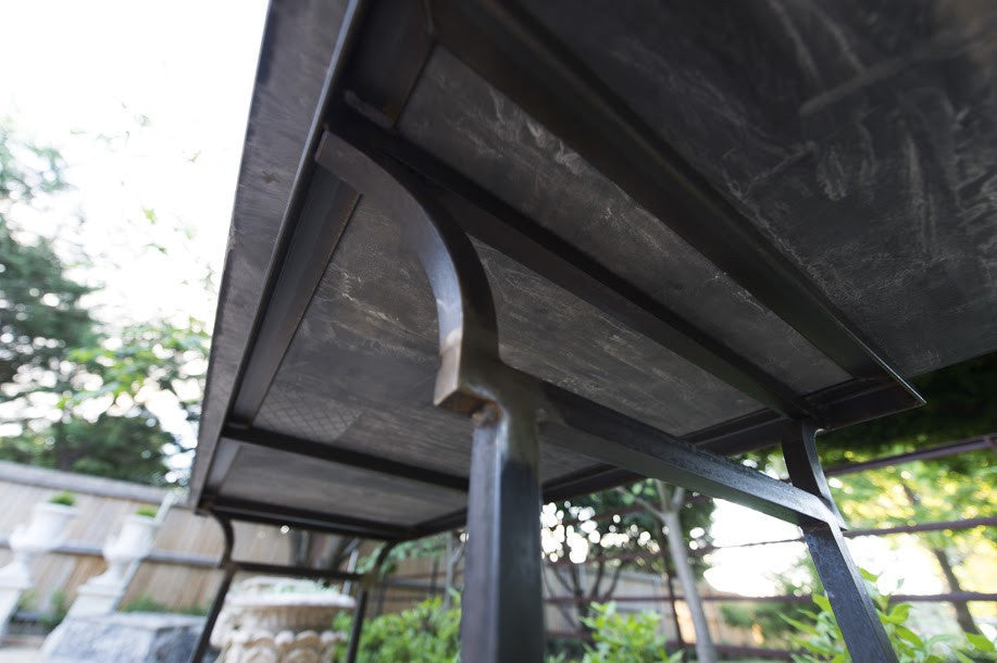 English Black Slate and Iron Console Table