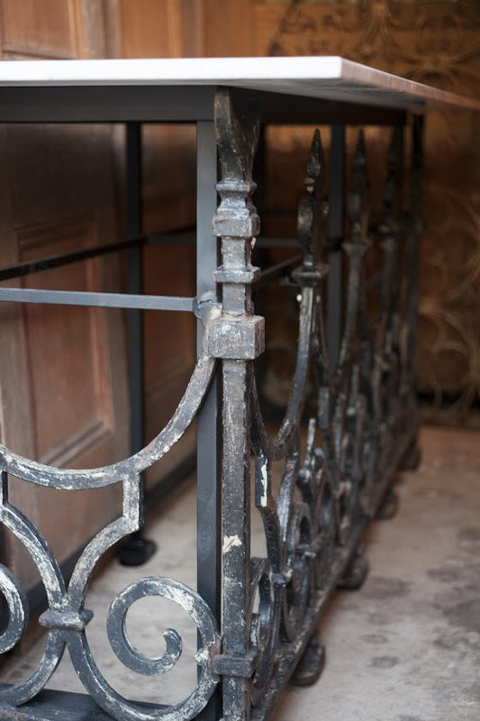 Cast Iron & Marble Console Table
