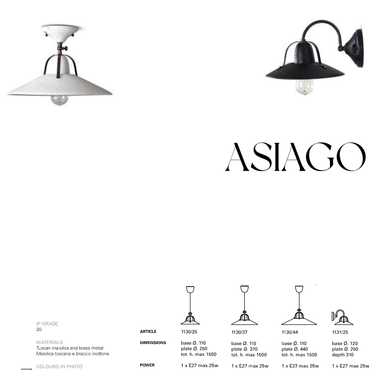 Asiago 1130/25 Pendant Light by Toscot
