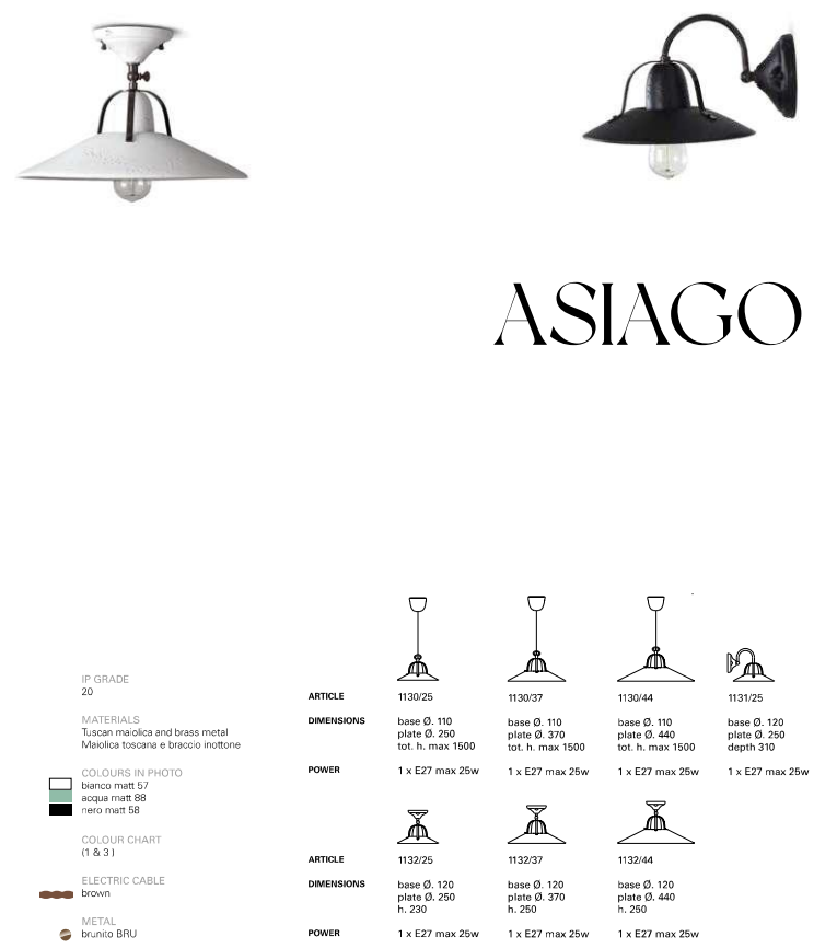 Asiago 1132/35 Ceiling Light by Toscot