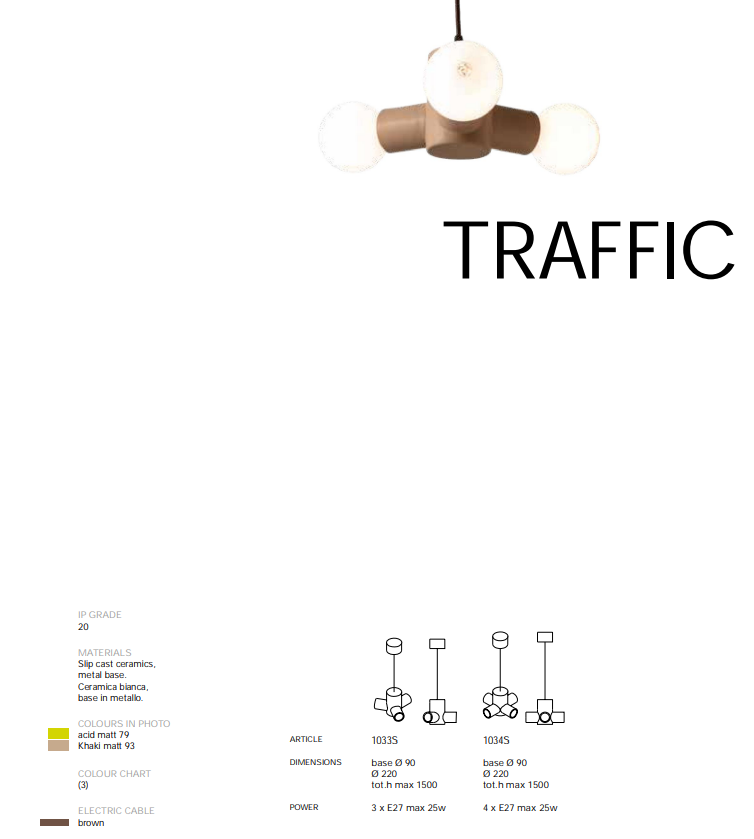 Traffic 1034S Pendant Light by Toscot