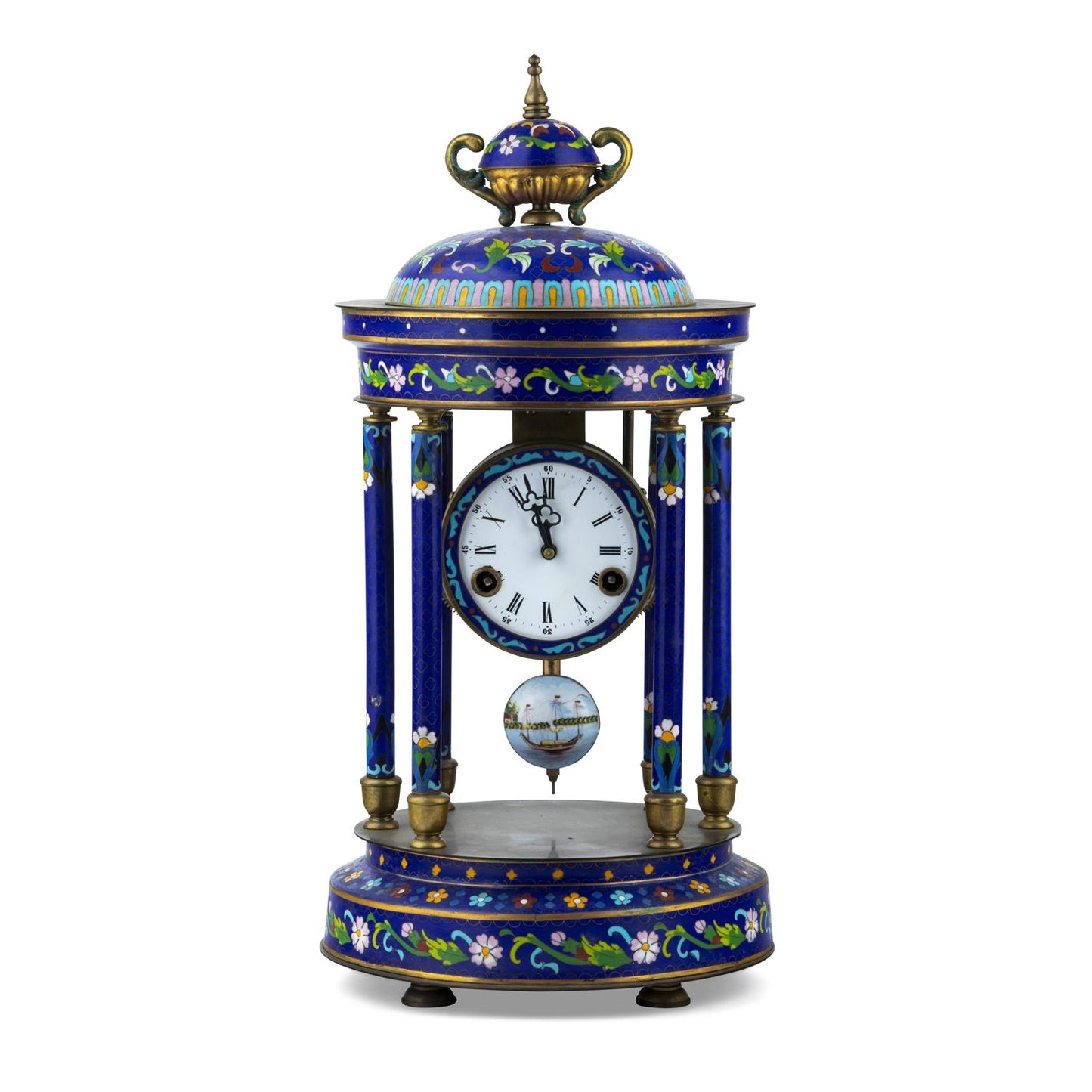 Cloisonne Enamel Column Clock