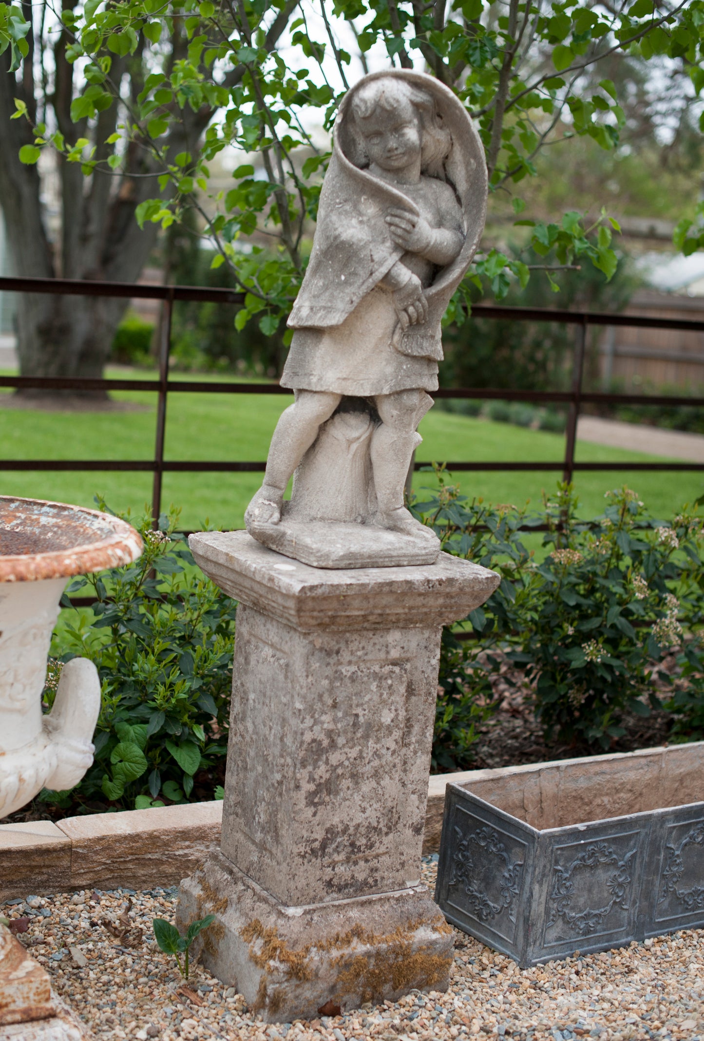 Antique Carved Limestone Girl