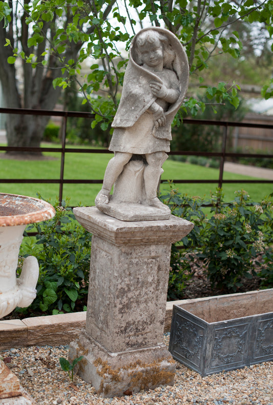 Antique Carved Limestone Girl