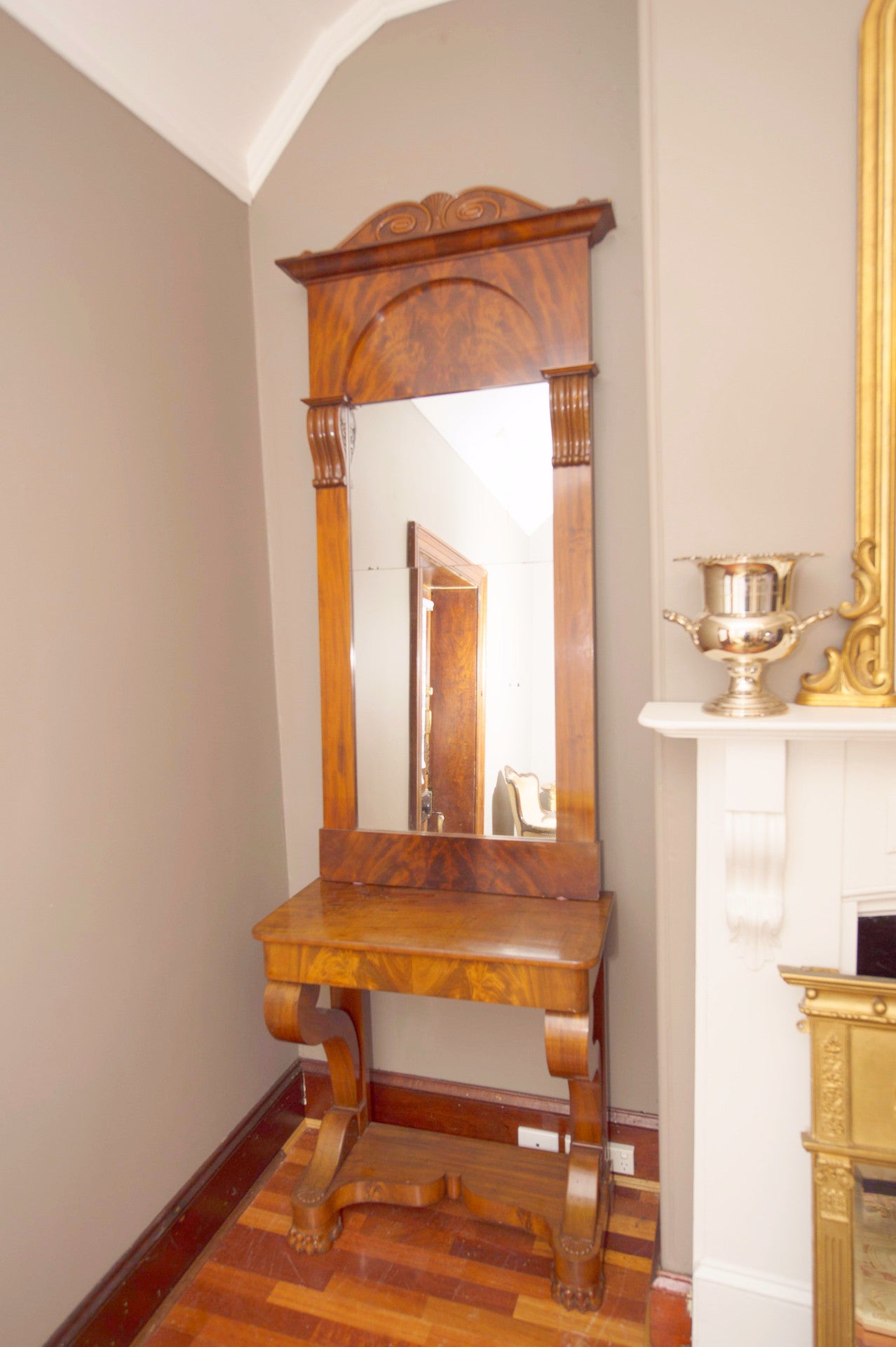 19th Century Mahogany Pier Mirror with Console