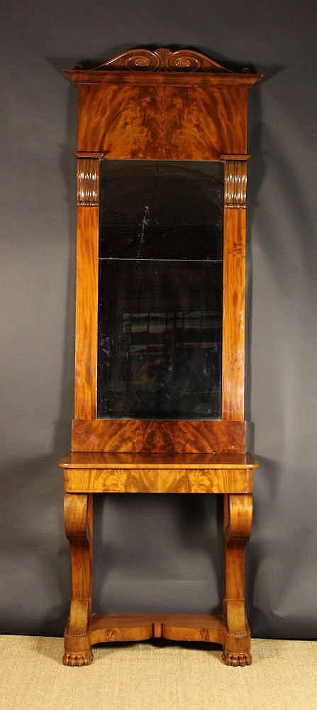 19th Century Mahogany Pier Mirror with Console